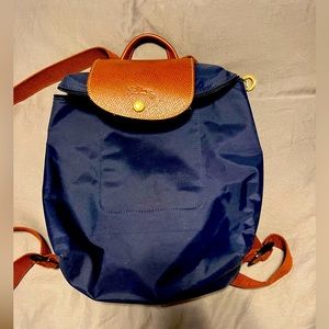 Longchamp Le Pliage original blue back pack